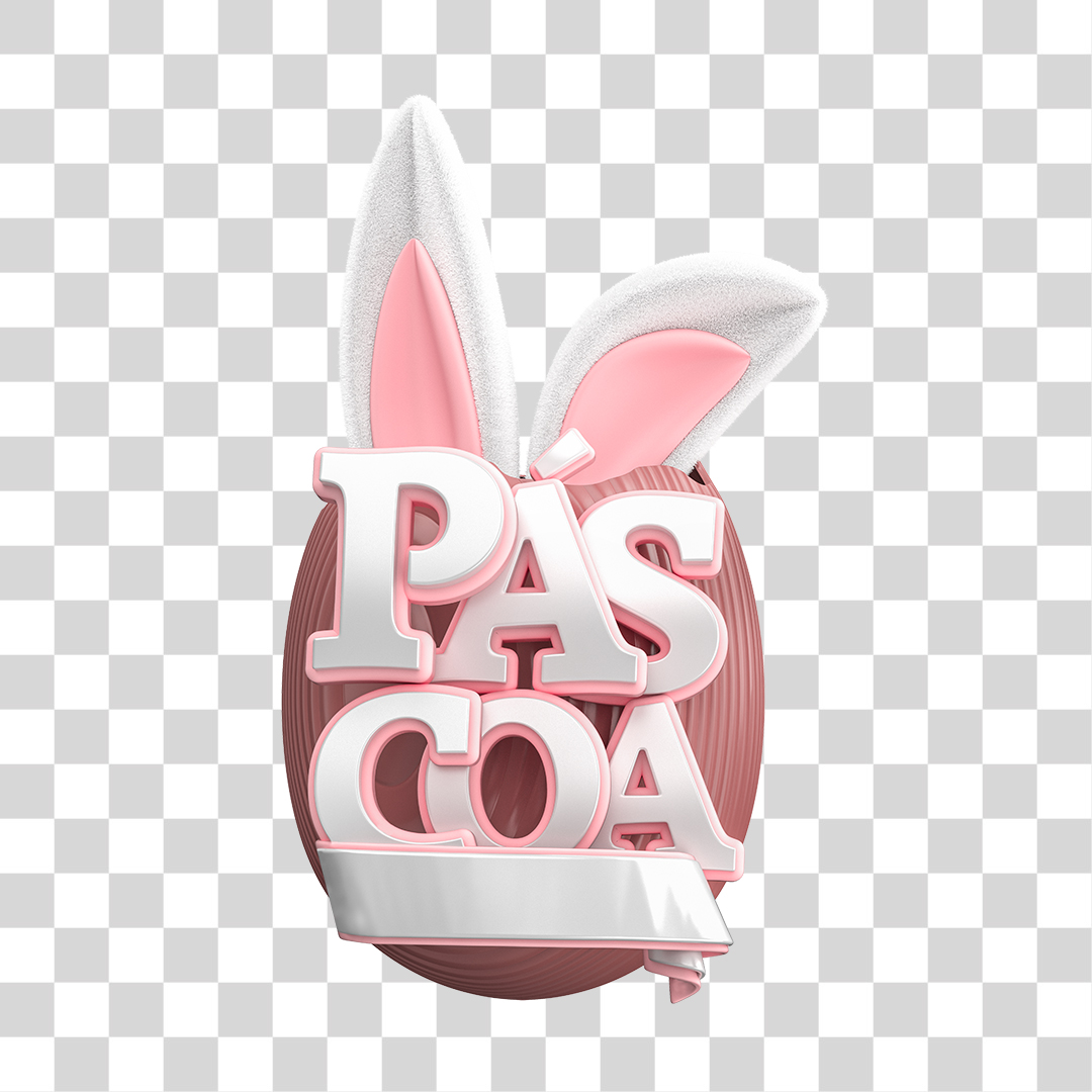 Páscoa Ovo Coelho Orelhas Selo 3D PNG