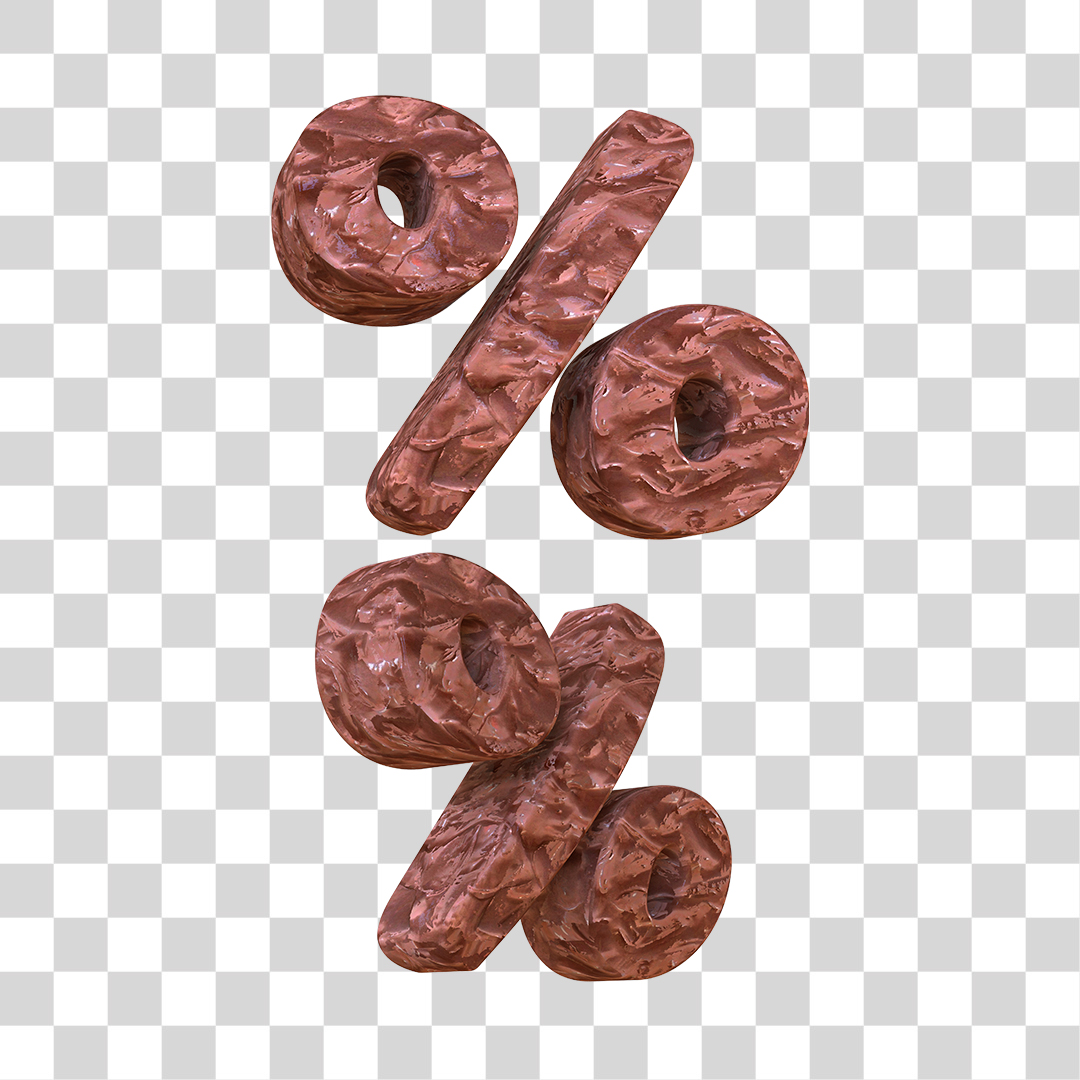 Símbolo de Porcentagem Chocolate Elemento 3D Páscoa