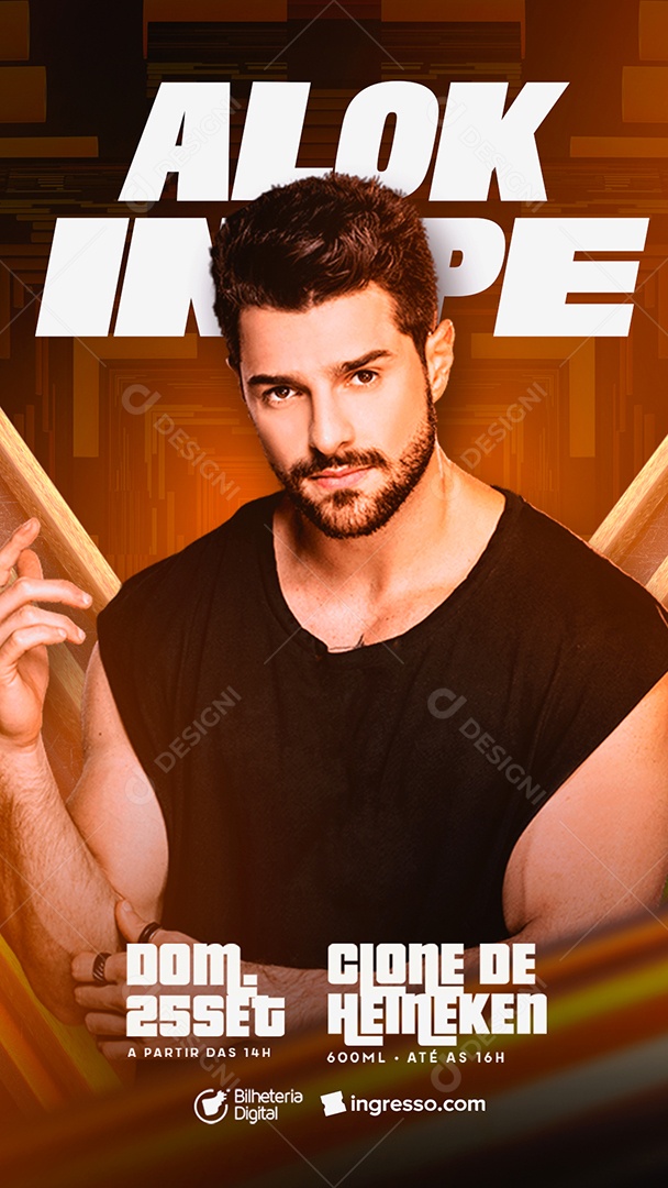 Story Show Dj Alok Flyer Social Media PSD Editável