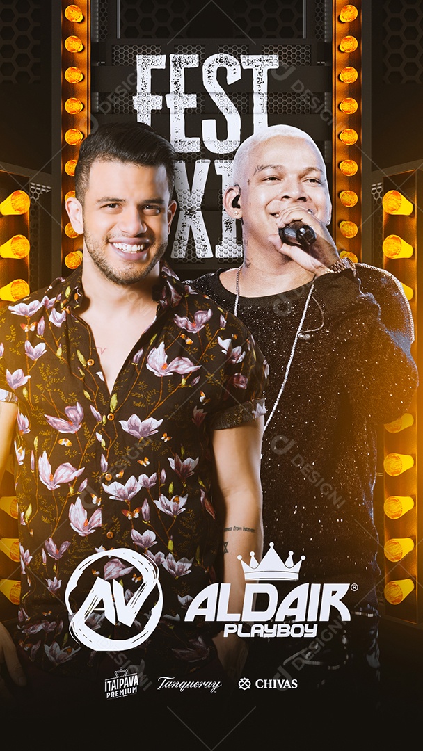 Story Fest Ávine Vinny Aldair Playboy Flyer Social Media PSD Editável