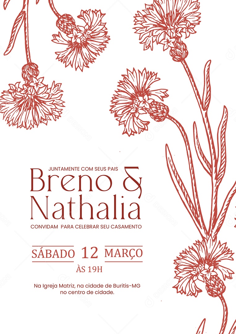 Modelo de Convite de Casamento PSD Editável