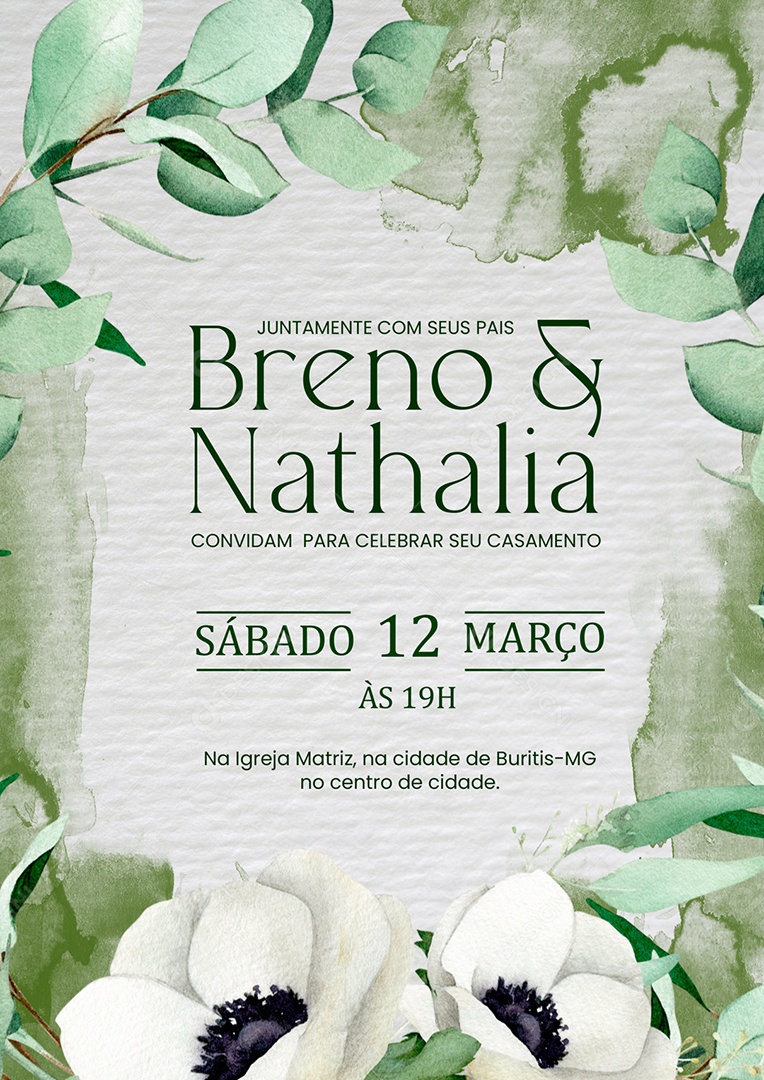 Modelo de Convite de Casamento PSD Editável