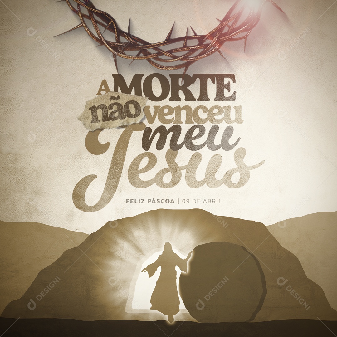 A Morte Não Venceu Meu Jesus Feliz Páscoa Cristã Social Media PSD Editável