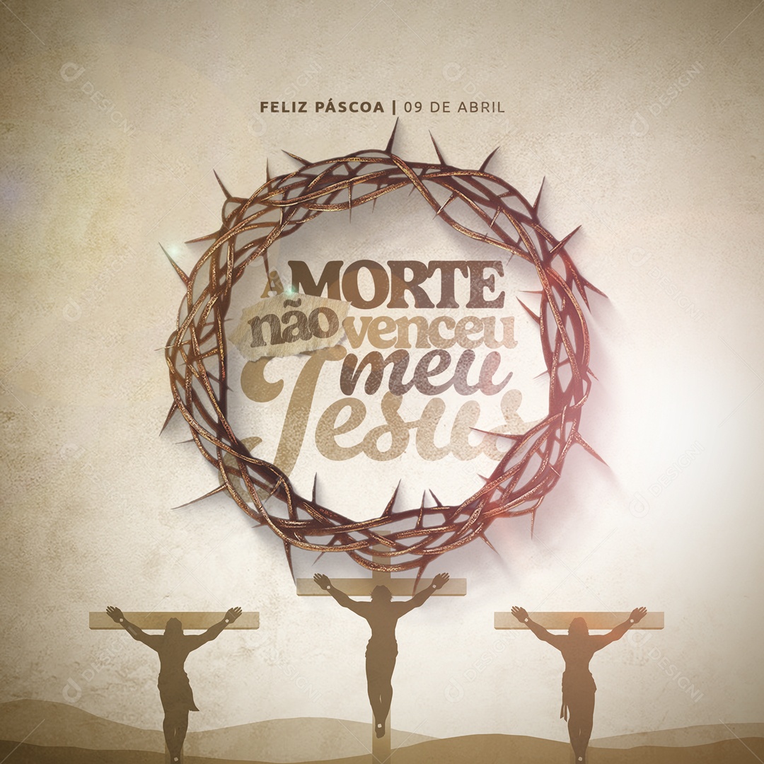 A Morte Não Venceu Meu Jesus Feliz Páscoa Cristã Social Media PSD Editável