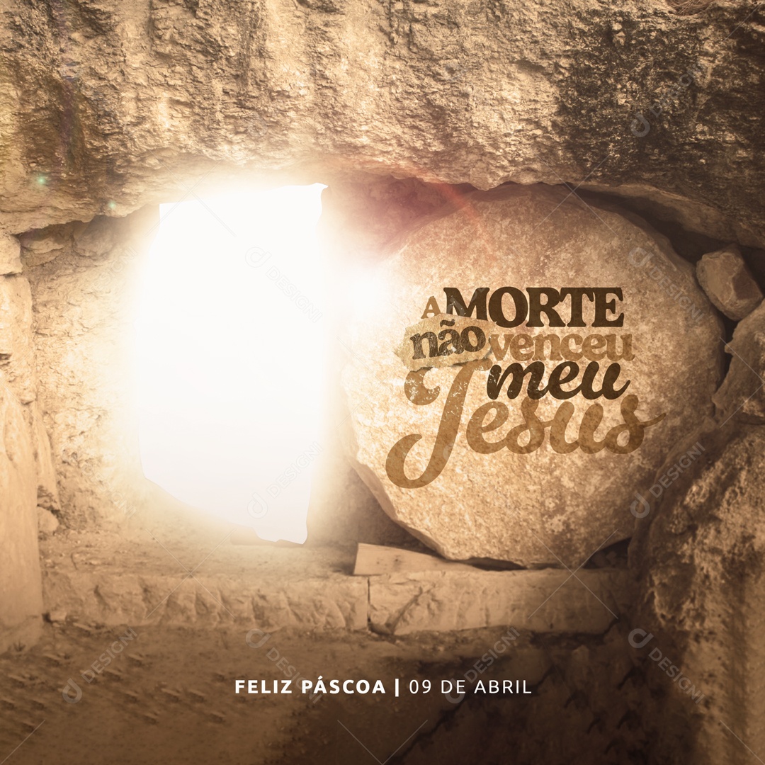 A Morte Não Venceu Meu Jesus Feliz Páscoa Cristã Social Media PSD Editável