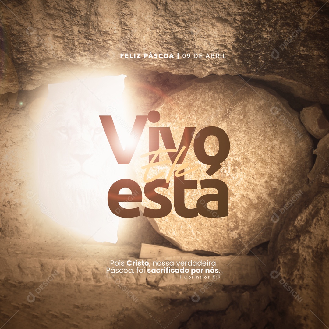 Feliz Páscoa Cristã Vivo Ele Está Social Media PSD Editável