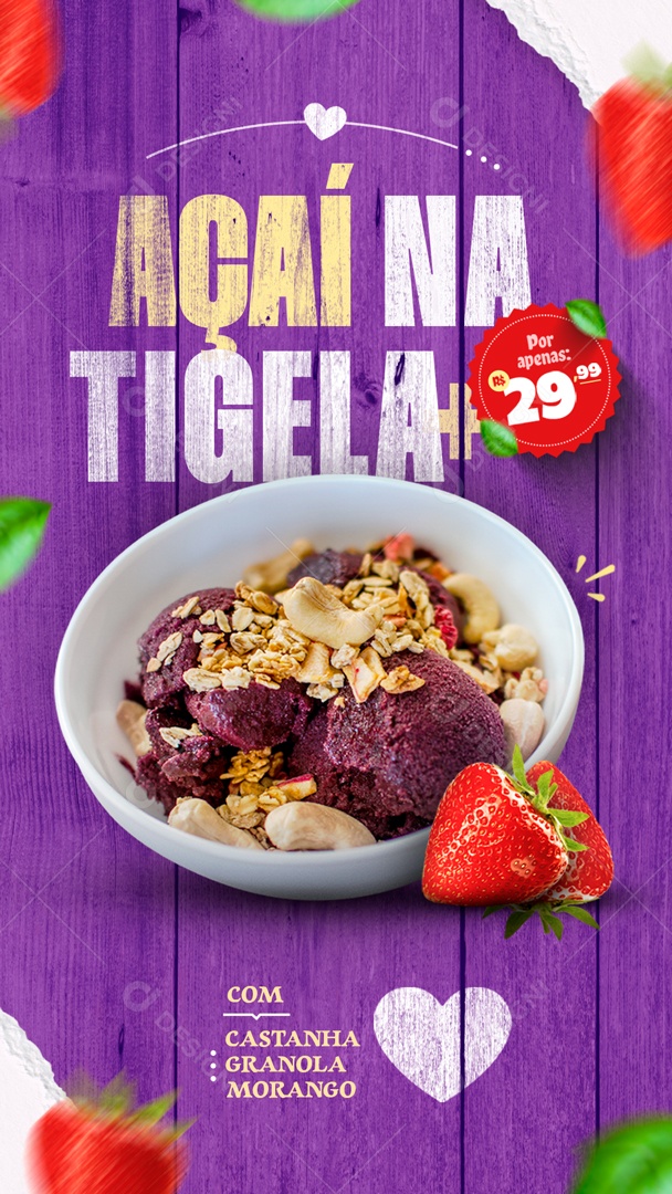 Story Açaí na Tigela Venha Conferir Social Media PSD Editável