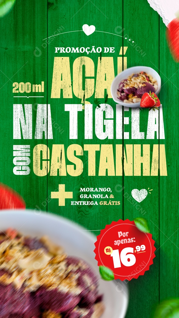 Story Açaí na Tigela Com Castanha Venha Conferir Social Media PSD Editável