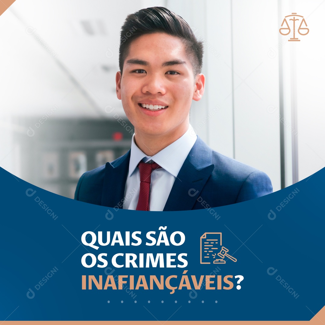 Quais São os Crimes Inafiançáveis Social Media PSD Editável