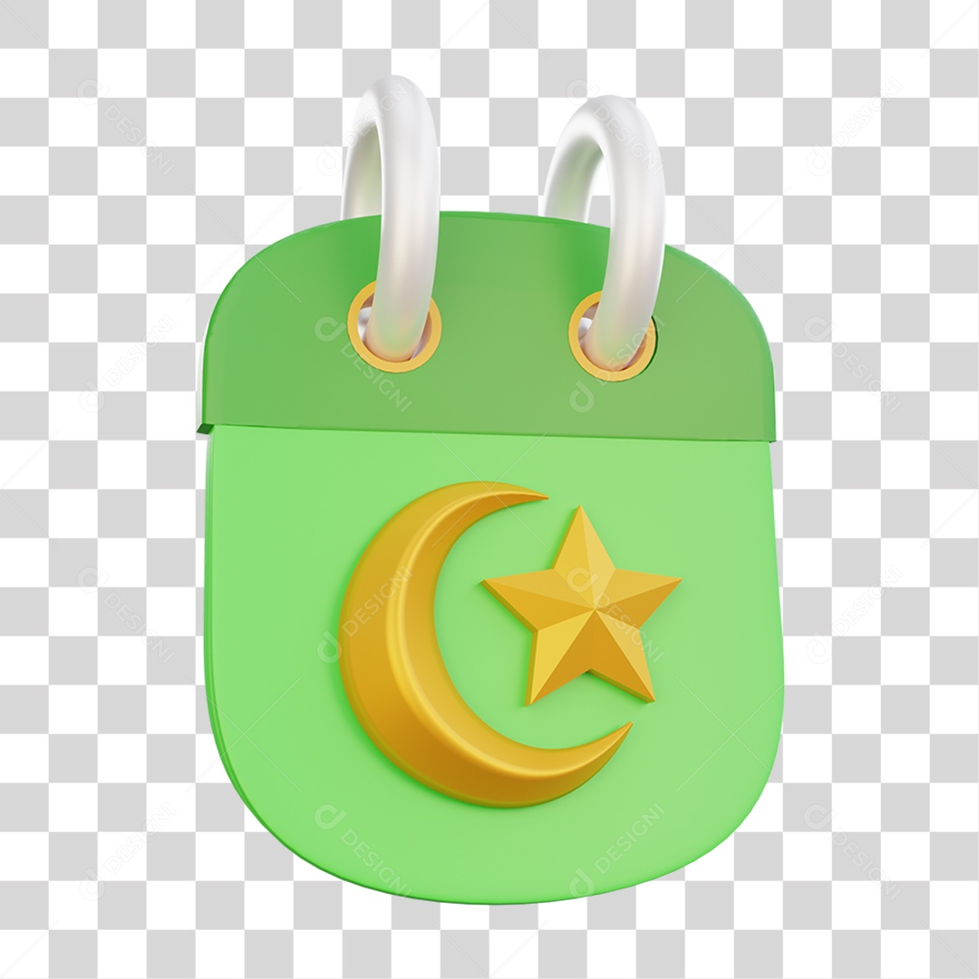 Elemento 3D Calendário Comemoração Ramadan Islâmico para Composição PNG Transparente