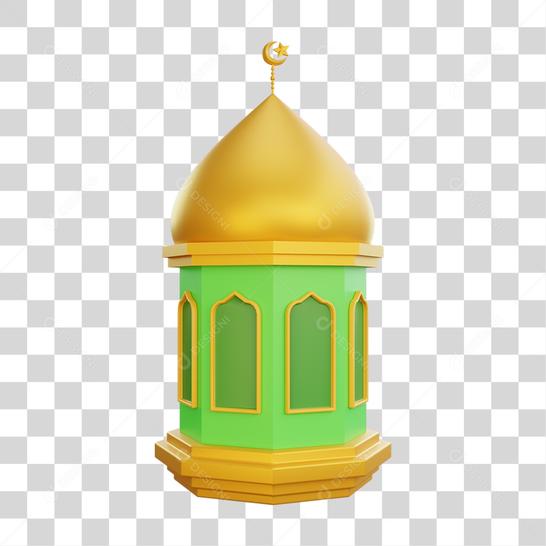 Elemento 3D Templo de Comemoração Ramadan Islâmico para Composição PNG Transparente