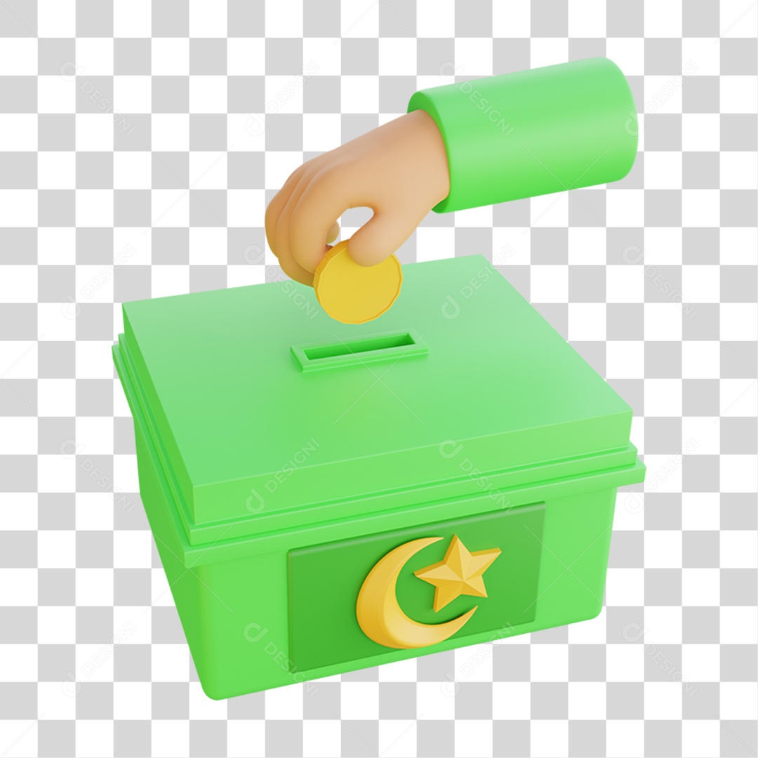 Elemento 3D Lua Comemoração Ramadan Islâmico para Composição PNG Transparente