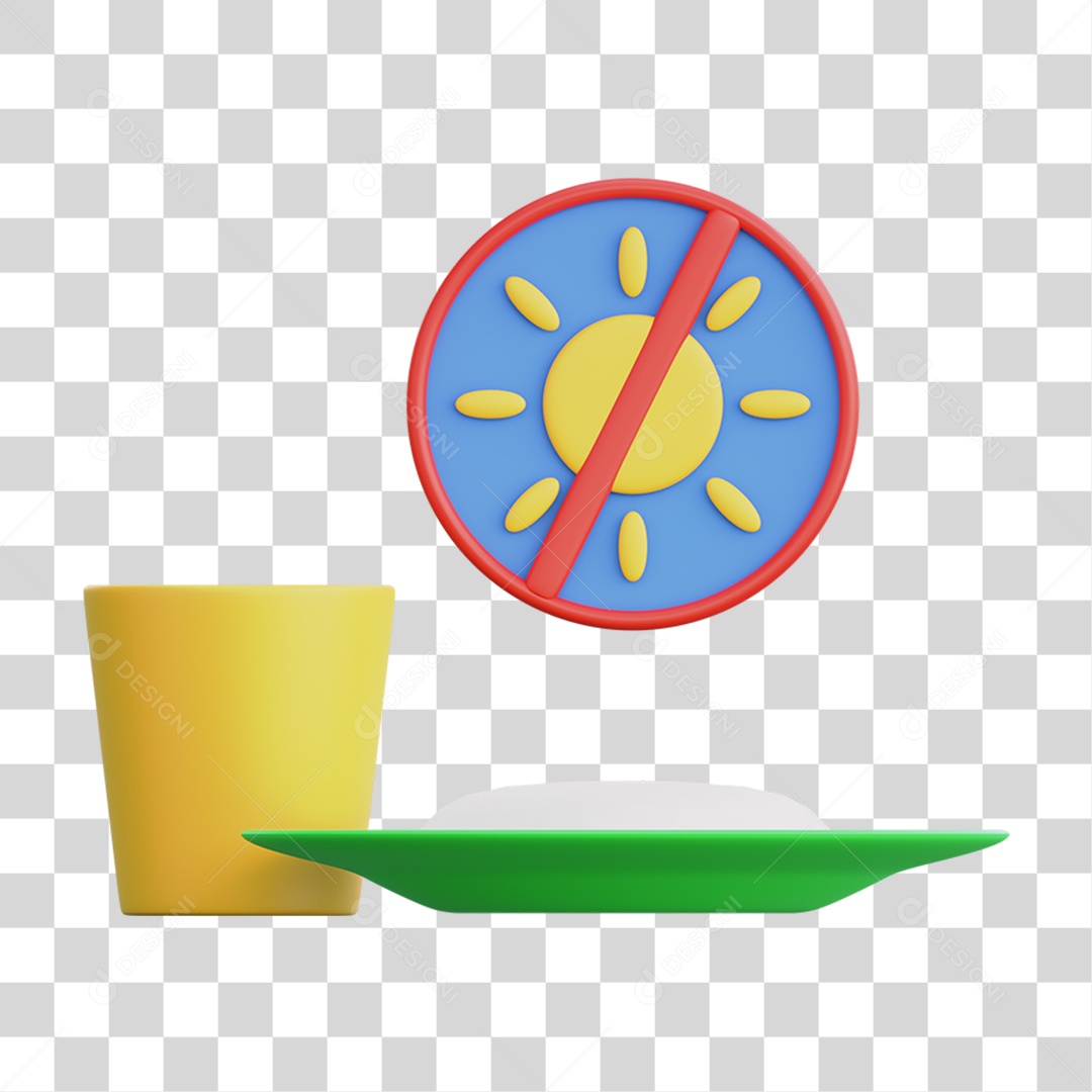 Elemento 3D Prato e Suco em Praia Islâmica para Composição PNG Transparente