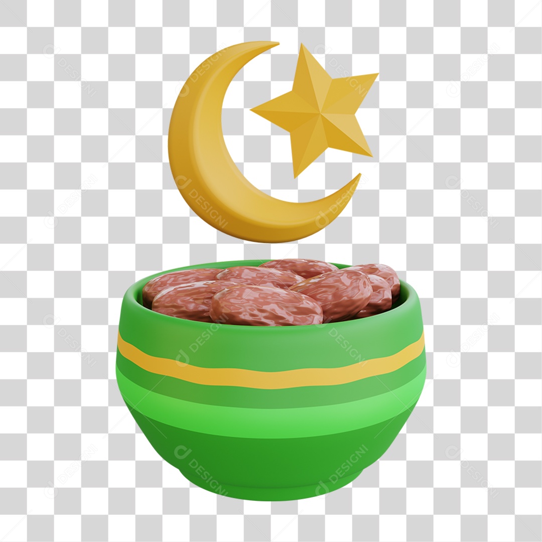 Elemento 3D Vasilhame Islâmico para Composição PNG Transparente