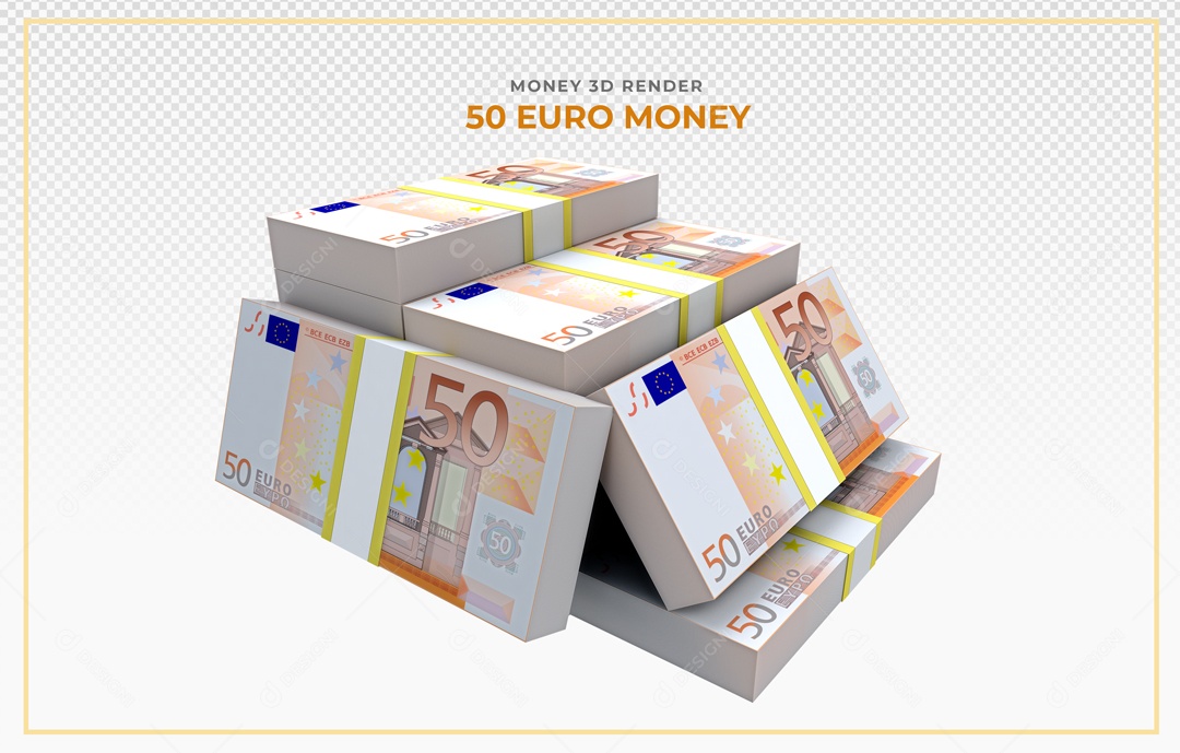 Elementos 3D Notas De Euro 50 EUR Para Composição PSD