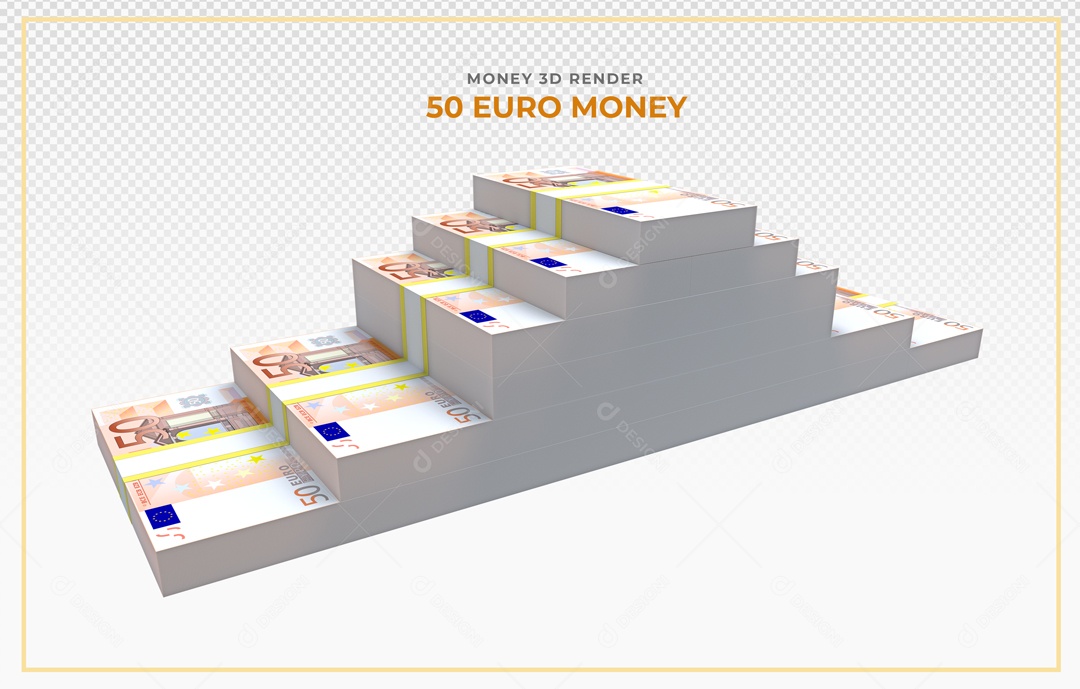 Elementos 3D Notas De Euro 50 EUR Para Composição PSD