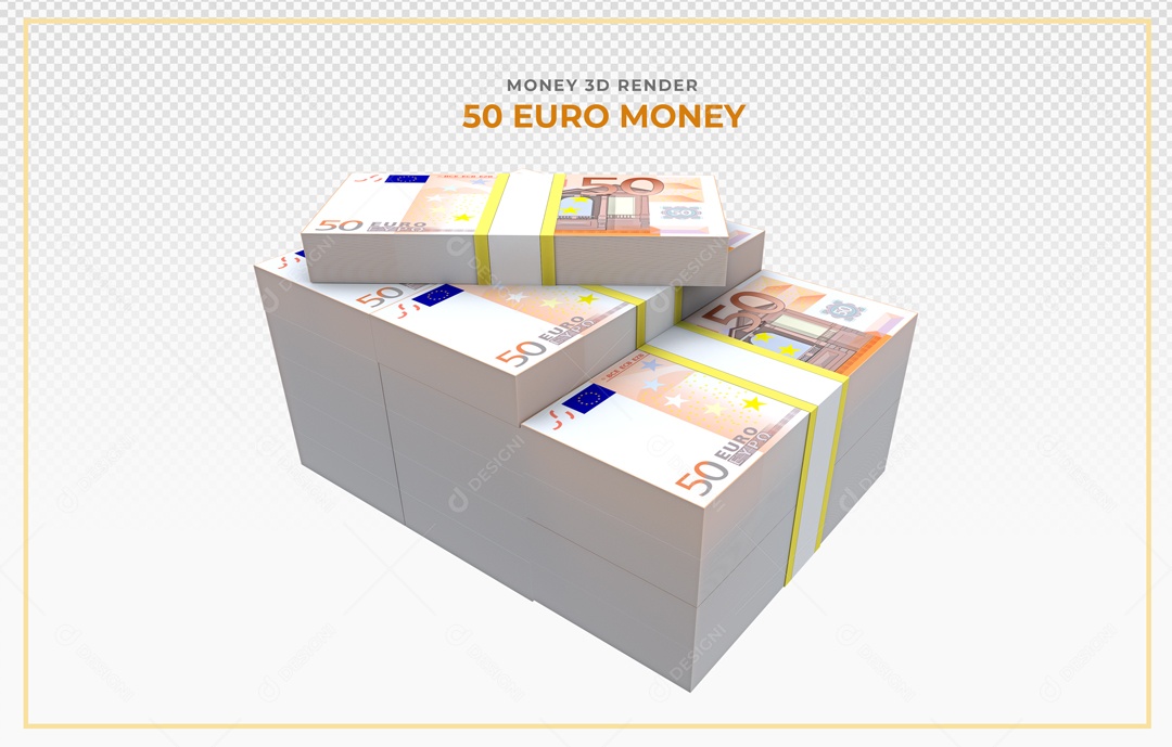 Elementos 3D Notas De Euro 50 EUR Para Composição PSD