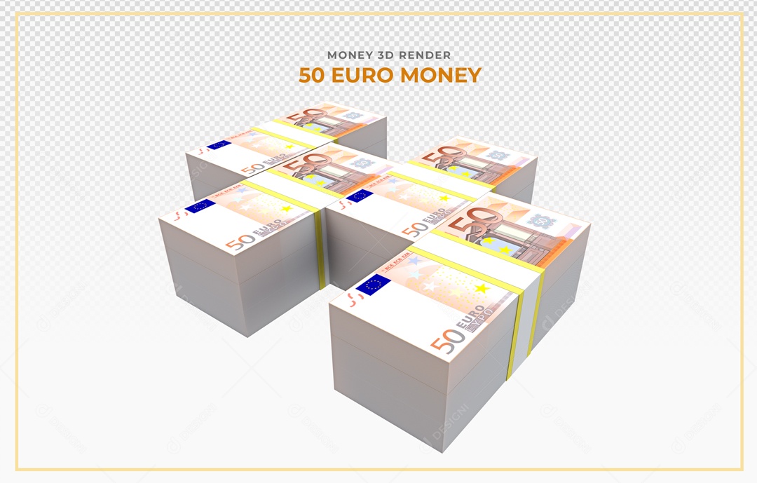 Elementos 3D Notas De Euro 50 EUR Para Composição PSD
