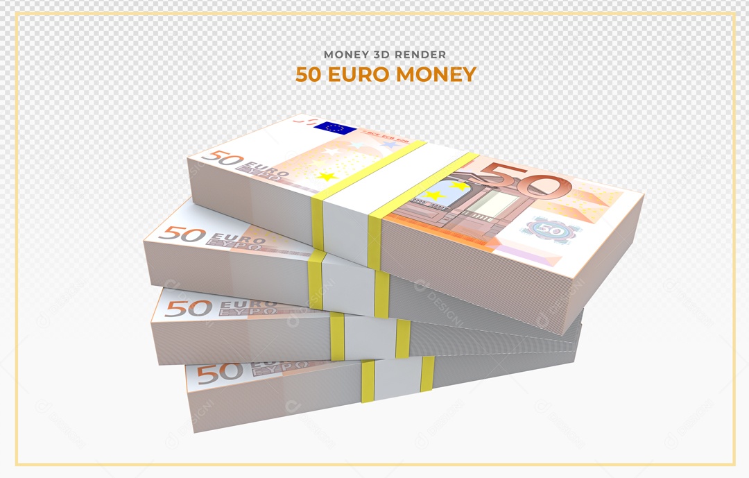 Elementos 3D Notas De Euro 50 EUR Para Composição PSD