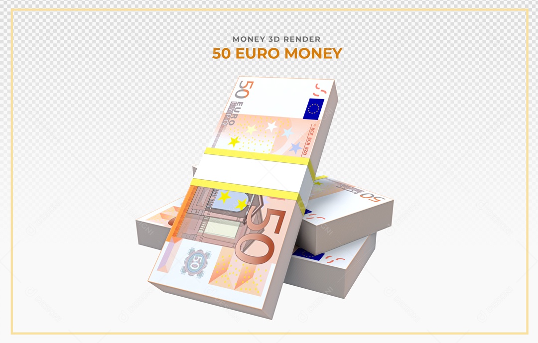 Elementos 3D Notas De Euro 50 EUR Para Composição PSD