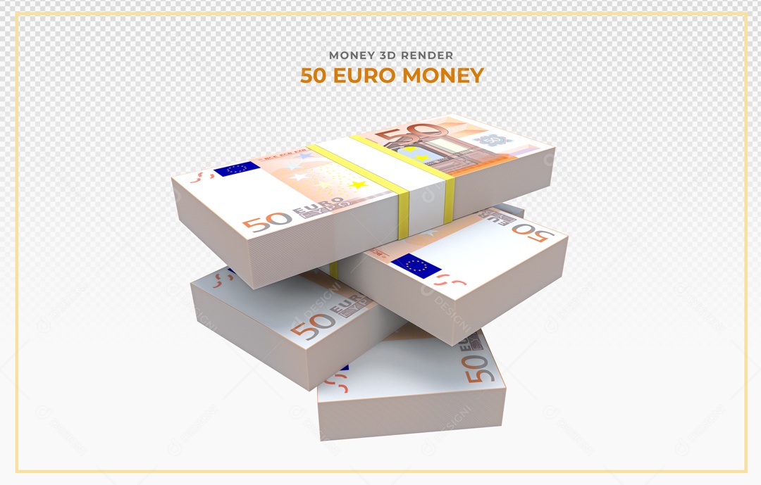 Elementos 3D Notas De Euro 50 EUR Para Composição PSD