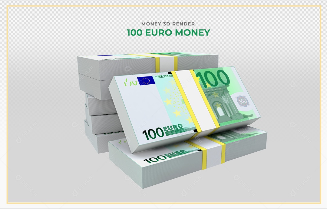 Elementos 3D Notas De Euro 100 EUR Para Composição PSD