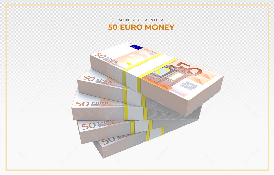 Elementos 3D Notas De Euro 50 EUR Para Composição PSD