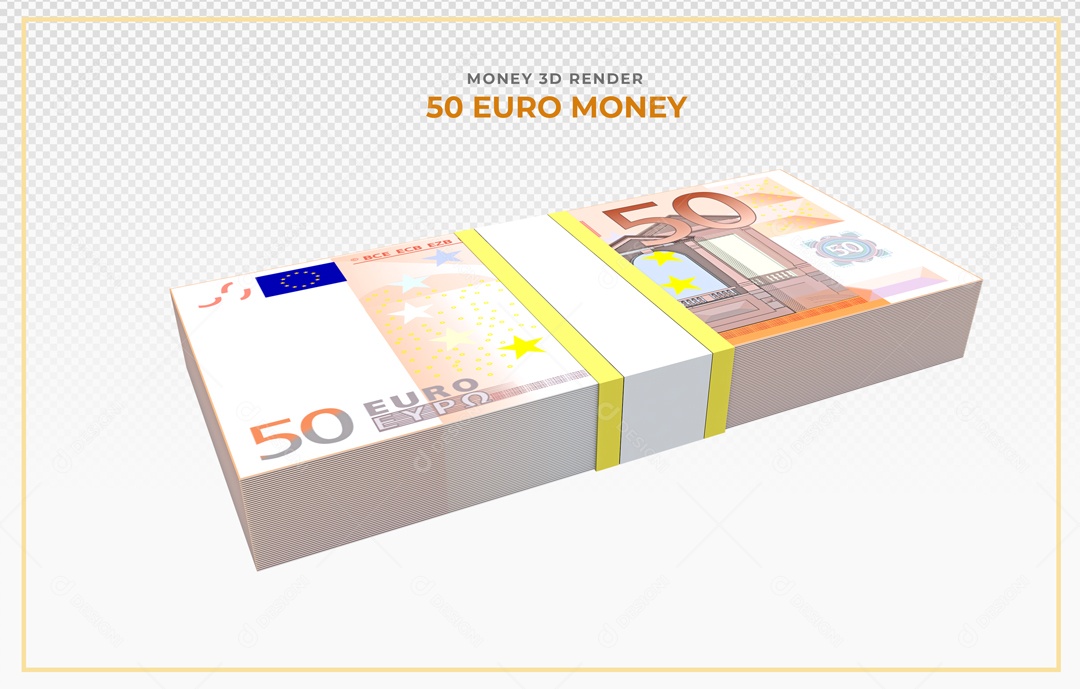 Elementos 3D Notas De Euro 50 EUR Para Composição PSD
