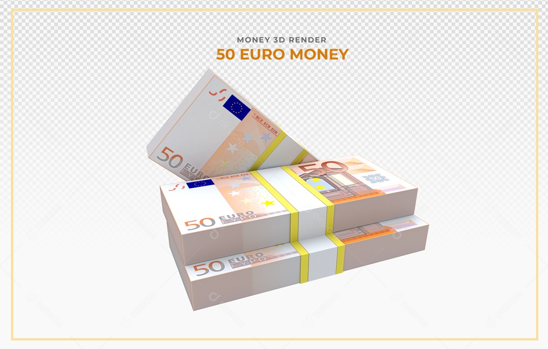 Elementos 3D Notas De Euro 50 EUR Para Composição PSD