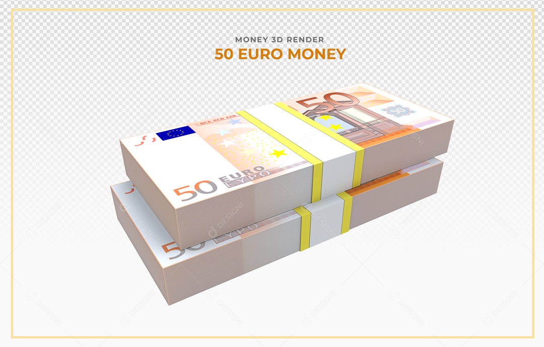 Elementos 3D Notas De Euro 50 EUR Para Composição PSD