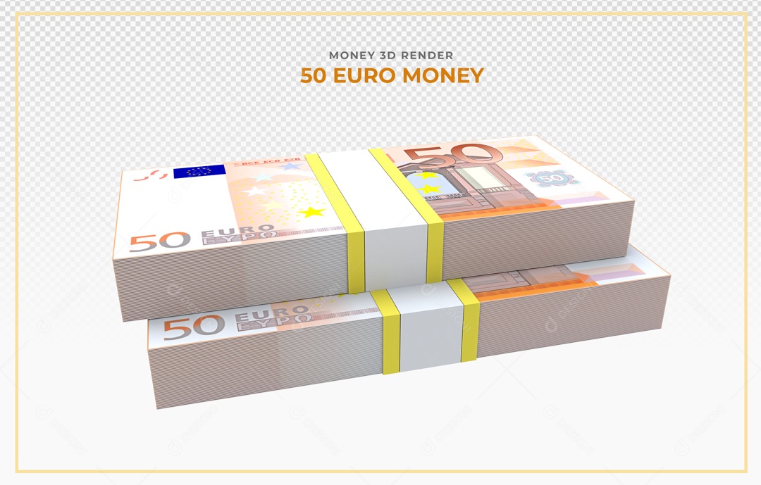 Elementos 3D Notas De Euro 50 EUR Para Composição PSD
