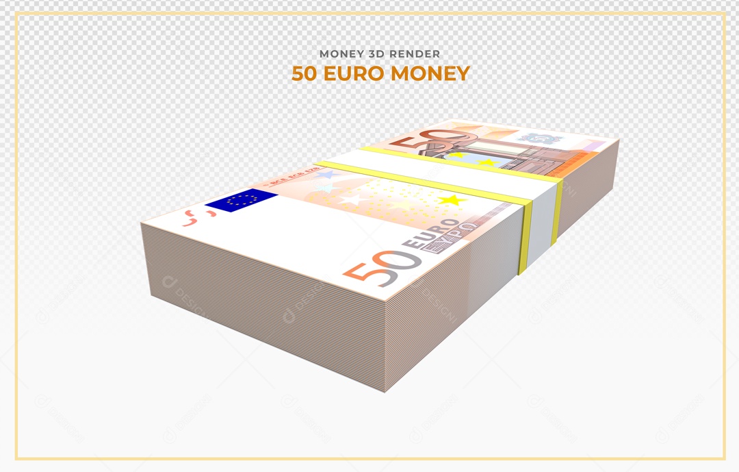 Elementos 3D Notas De Euro 50 EUR Para Composição PSD