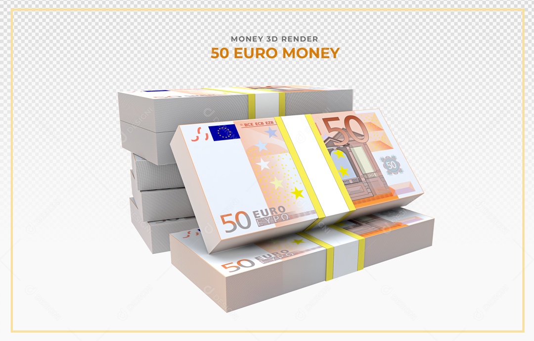 Elementos 3D Notas De Euro 50 EUR Para Composição PSD