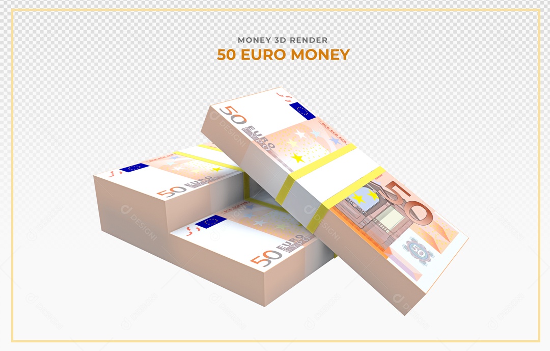 Elementos 3D Notas De Euro 50 EUR Para Composição PSD
