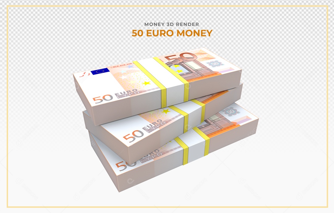 Elementos 3D Notas De Euro 50 EUR Para Composição PSD