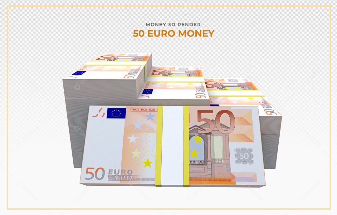Elementos 3D Notas De Euro 50 EUR Para Composição PSD