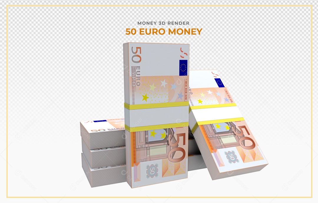 Elementos 3D Notas De Euro 50 EUR Para Composição PSD