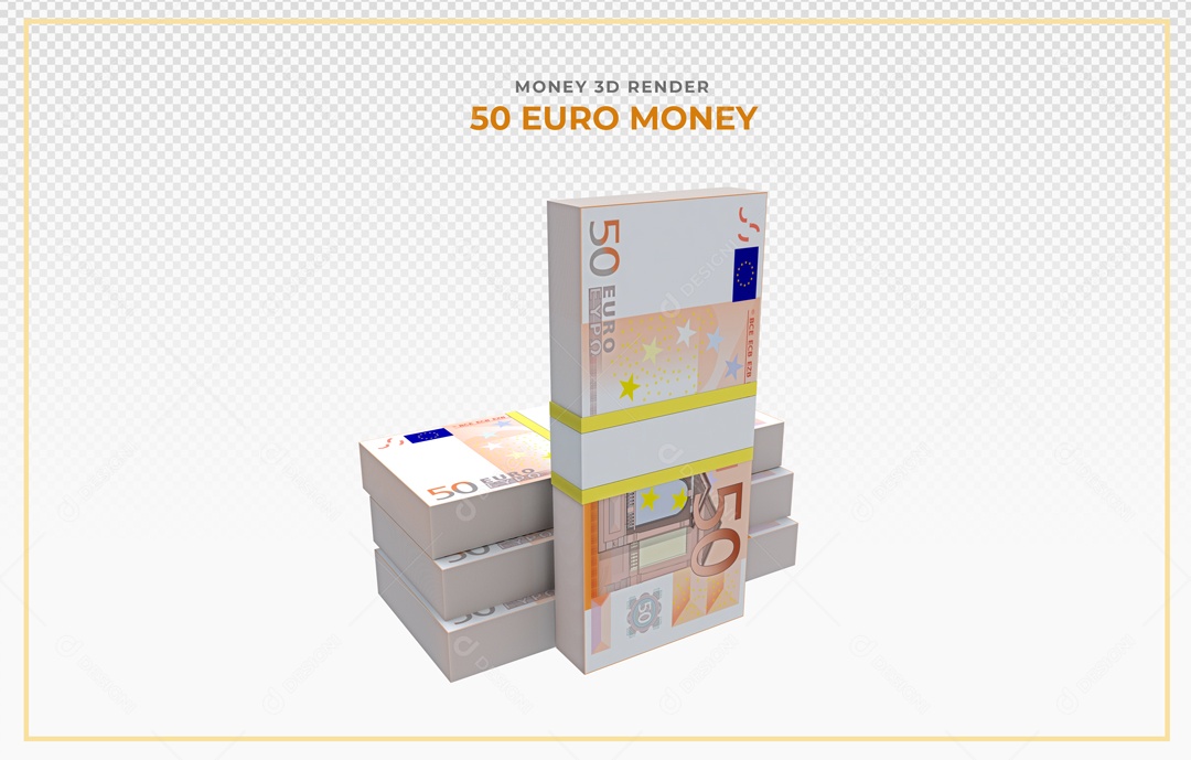 Elementos 3D Notas De Euro 50 EUR Para Composição PSD