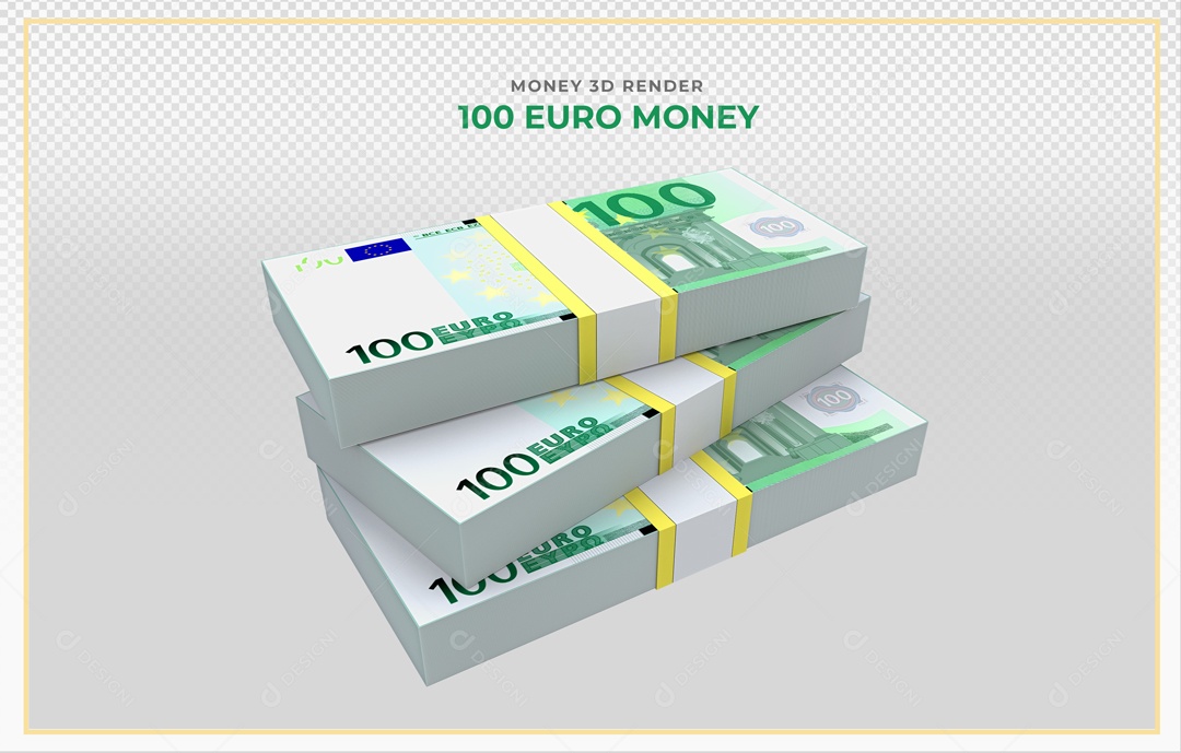 Elementos 3D Notas De Euro 100 EUR Para Composição PSD