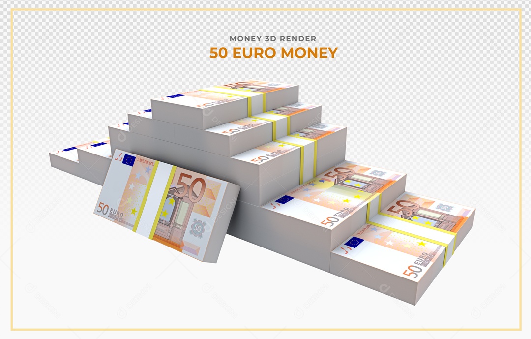 Elementos 3D Notas De Euro 50 EUR Para Composição PSD