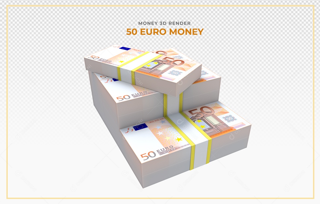 Elementos 3D Notas De Euro 50 EUR Para Composição PSD