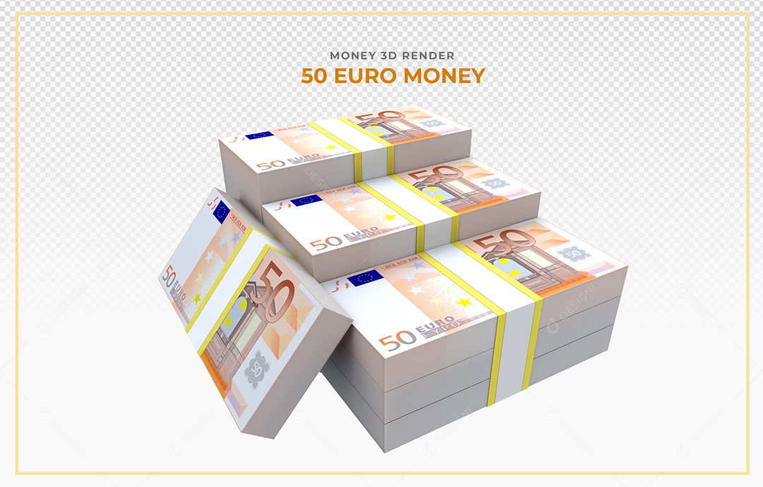 Elementos 3D Notas De Euro 50 EUR Para Composição PSD