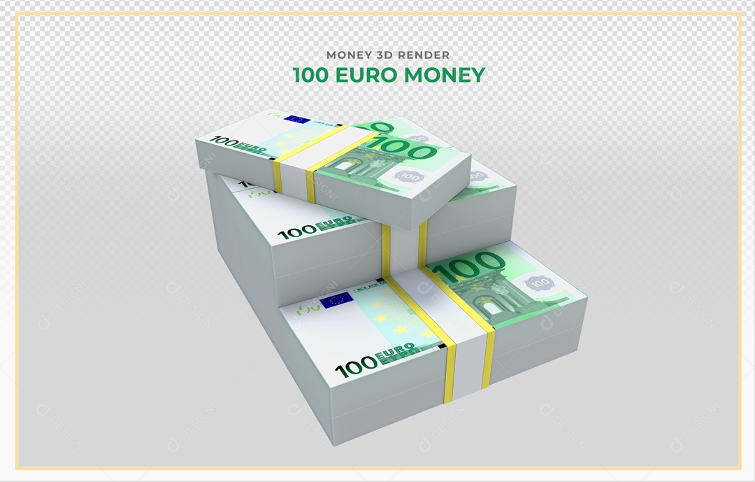 Elementos 3D Notas De Euro 100 EUR Para Composição PSD