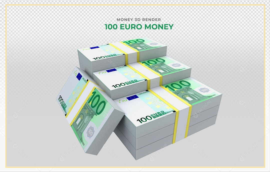 Elementos 3D Notas De Euro 100 EUR Para Composição PSD