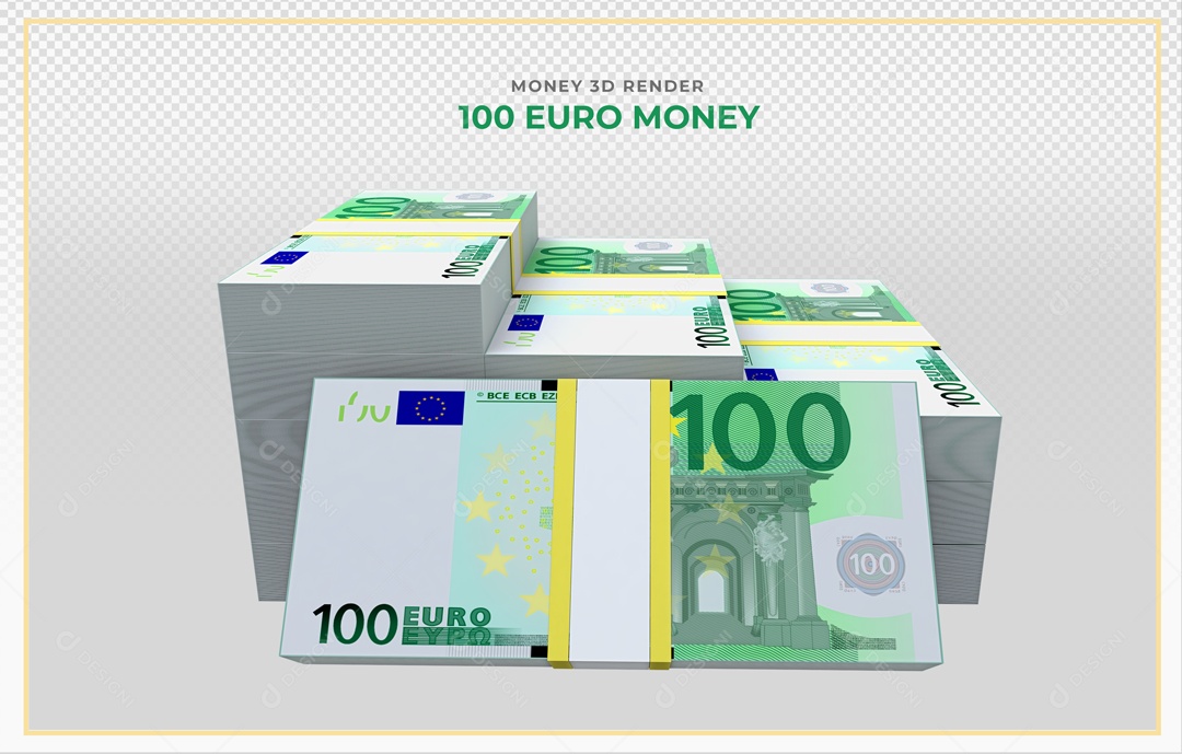 Elementos 3D Notas De Euro 100 EUR Para Composição PSD
