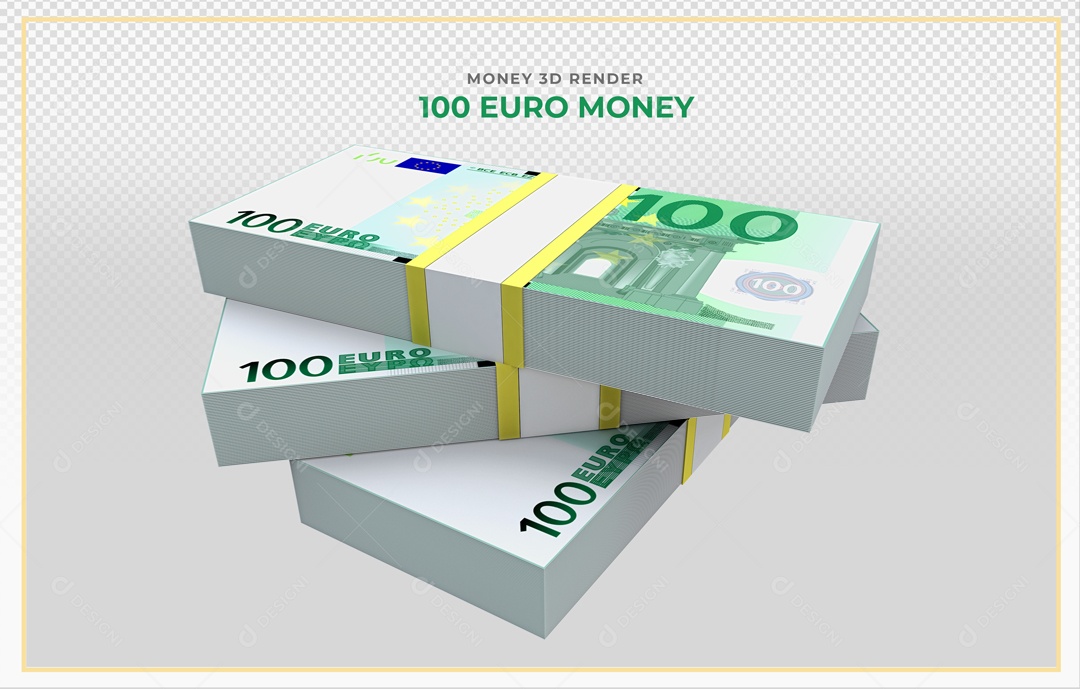 Elementos 3D Notas De Euro 100 EUR Para Composição PSD