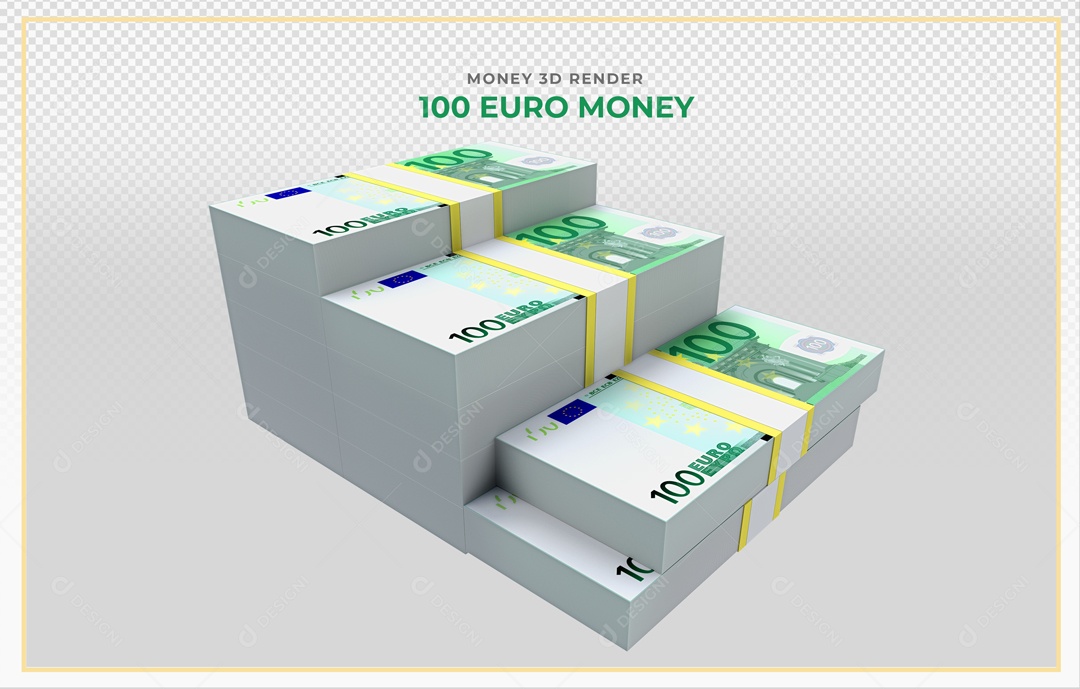 Elementos 3D Notas De Euro 100 EUR Para Composição PSD