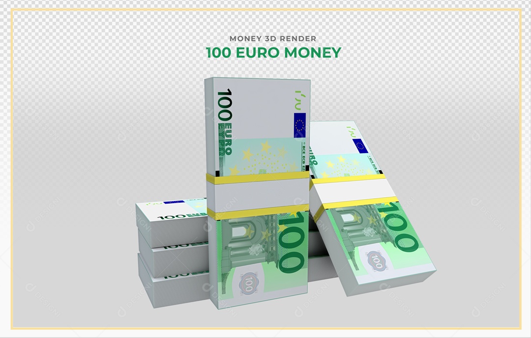 Elementos 3D Notas De Euro 100 EUR Para Composição PSD