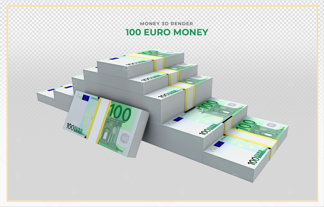 Elementos 3D Notas De Euro 100 EUR Para Composição PSD
