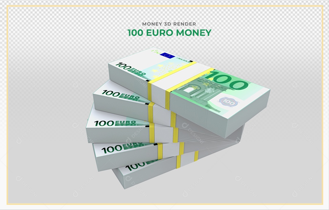 Elementos 3D Notas De Euro 100 EUR Para Composição PSD